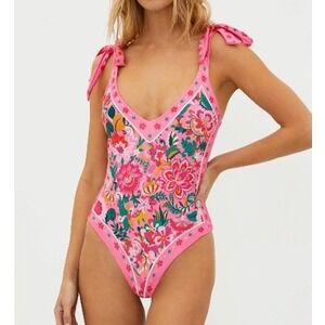 BEACH RIOT Akira One Piece Swimsuit Passion Flor Pink Women Size Small Summer